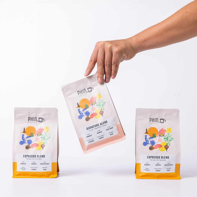 Vietnamese coffee collection featuring Phin Coffee's Signature and Espresso blends.
