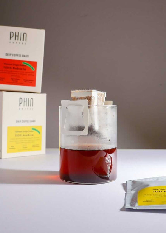 Single Origin Vietnamese Drip Coffee Bags Bundle – Choose Any 2 & Save 15% with coffee brewing setup and bags.